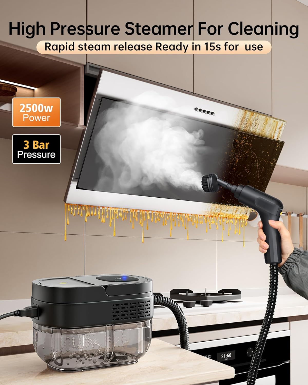 Handheld Steam Cleaner,2500W Steamer for Cleaning 1.69 Quarts Large Capacity Tank,Temperature