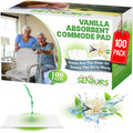 Commode Absorbent Pads for Bedside Commode Liners - 100 Vanilla Scented Pads for Portable Toilet