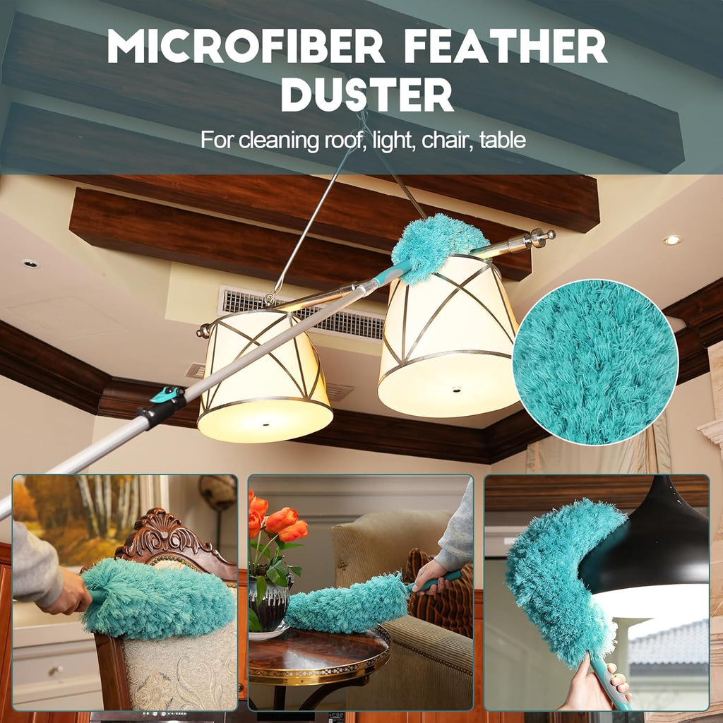 36 Foot High-Reach Duster Kit with 7-30FT Extendable Pole - High Ceiling Duster Cleaning Kit with