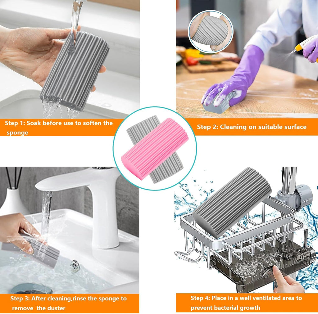 6-Pack Damp Clean Duster Sponge,Magic Sponge Eraser for Housekeeping,Reusable Cleaning Sponge for