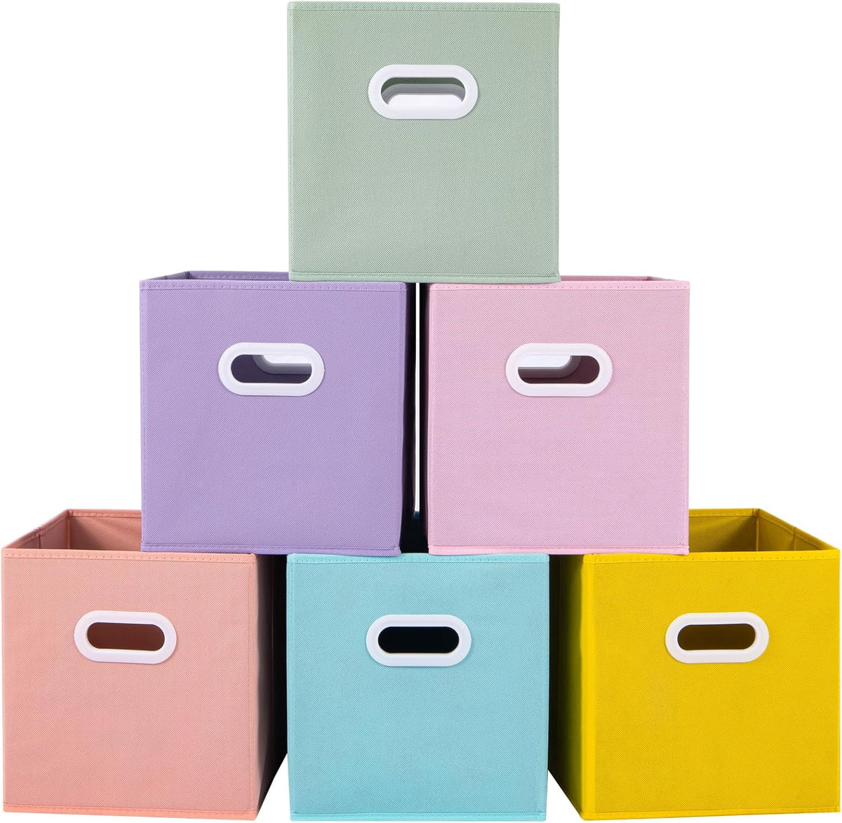 Stero Fabric Storage Cubes Bins, 11 inch Fun Colored Foldable Storage Baskets with Dual Plastic