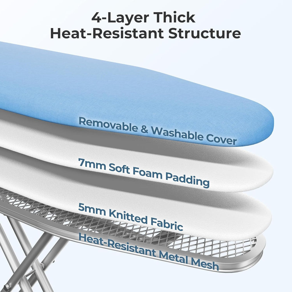 Yaheetech Foldable Ironing Board, Heavy Duty Iron Board with 9 Adjustable Heights, 4 Layer Cover