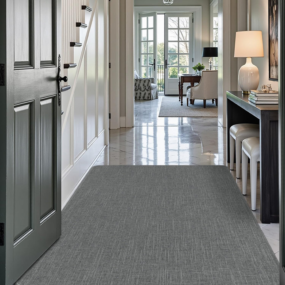 LUMI Ultra Thin Door Mat for Entryway,36"x59" Low Profile Non Slip Rubber Backing Indoor Doormat