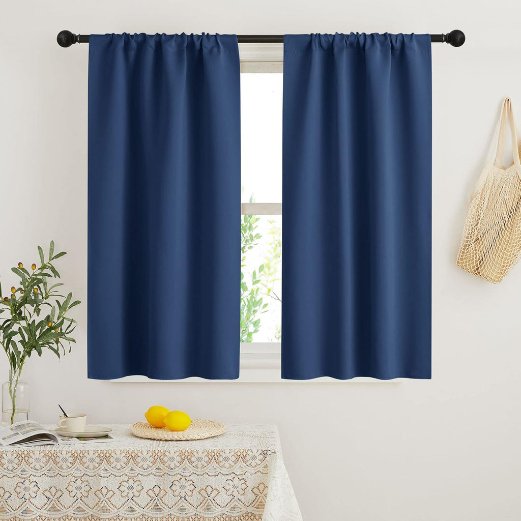 RYB HOME Curtains for Bedroom 63 inches Long, Blackout Thermal Insulating Window Treatment Drapes