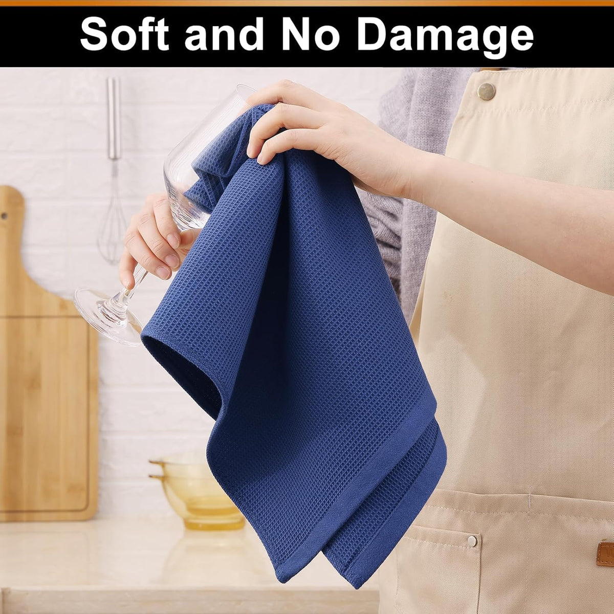 Homaxy 100% Cotton Waffle Weave Kitchen Towels - 6 Pack Soft and Absorbent Dish Towels - 16 x 26