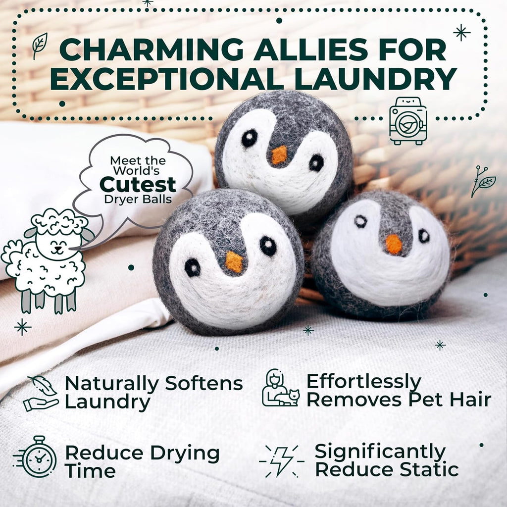 No More Dryer Sheets! Reusable Wool Dryer Balls XL 6-Pack - Reduces Static, Cuts Dry Time, &