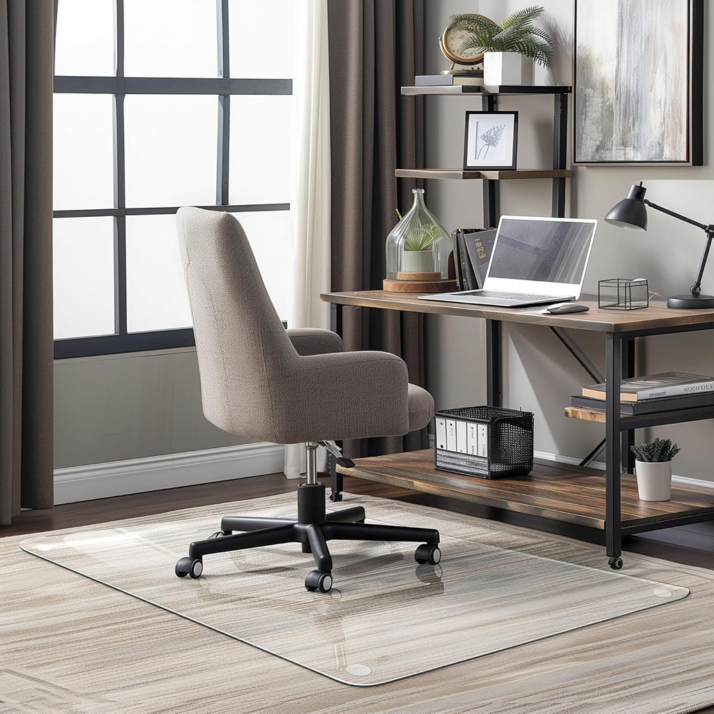 Office Chair Mat for Carpet & Hardwood, Upgraded 29" x 48" Dual Use Tempered Glass Chair Mat for