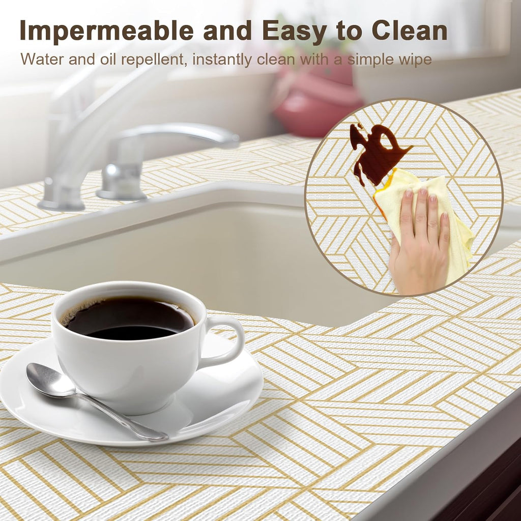 OcePor Non-Adhesive Drawer and Shelf Liner 17.5IN x 30FT，Non-Slip Kitchen Cabinet Liner