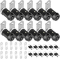 PTEROMY 12 Pack Cabinet Lock with Keys, 1-1/8'' Heavy Duty Tubular Cam Lock for RV Compartment