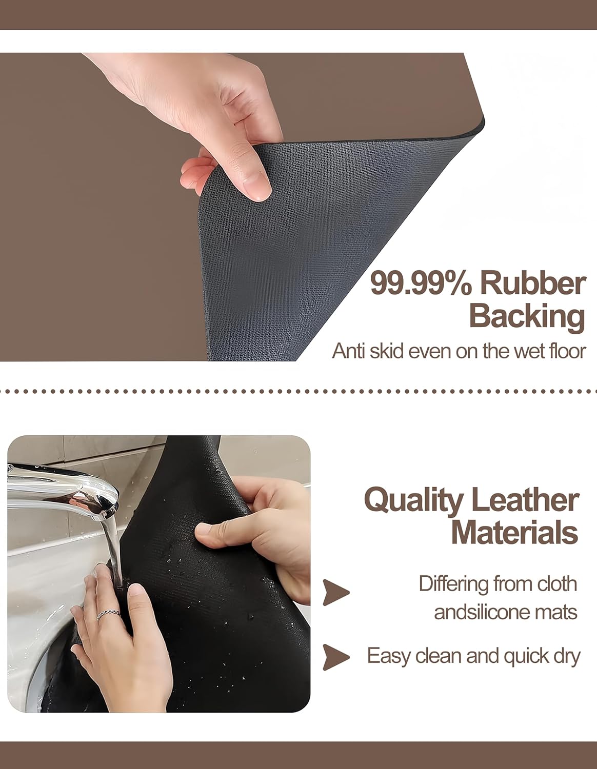 Dish Drying Mat for Kitchen Counter, 12"x19" Dish Drying Pad with Non-slip Rubber Backed, Hide