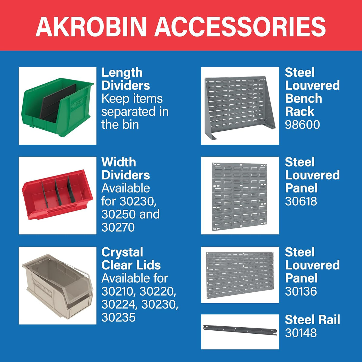 Akro-Mils 30270 AkroBins Plastic Storage Bins, Space-Saving Stackable Bins for Garage, Pantry