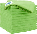 HOMEXCEL Green Microfiber Cleaning Cloth 12 Pack, 12.5 x 12.5 inch Microfiber Towels for Cars
