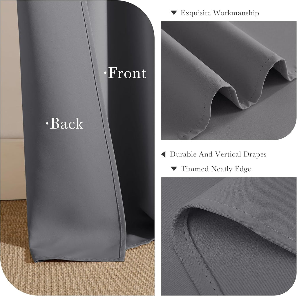 PONY DANCE Grey Kitchen Curtains 40 inch Length -Blackout Camper Curtains for Travel Trailers
