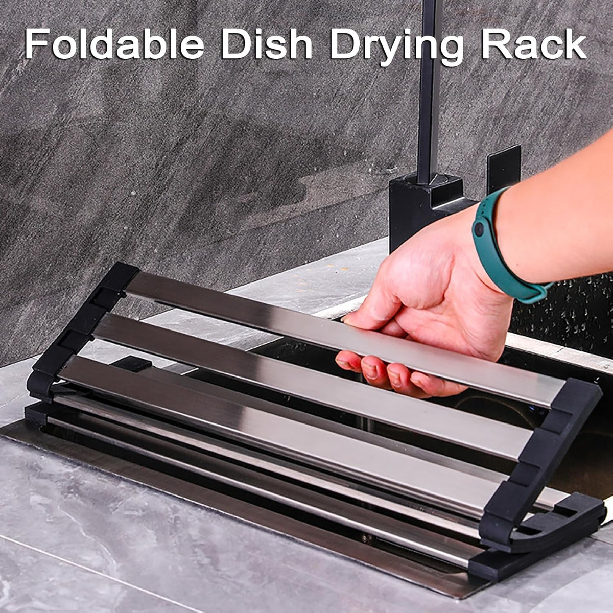 Foldable Dish Drying Rack for Kitchen Sink, Over The Sink Dish Drying Rack, Counter Storage Rack
