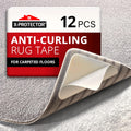 X-Protector Rug Tape for Carpet - 12 Pcs Set - White Anti-Slip & Anti-Curling Carpet Tape for Rugs