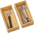 Kitchen Drawer Organizer Bins, Stackable Bamboo Deep Drawer Organizer for Silverware, Utensils