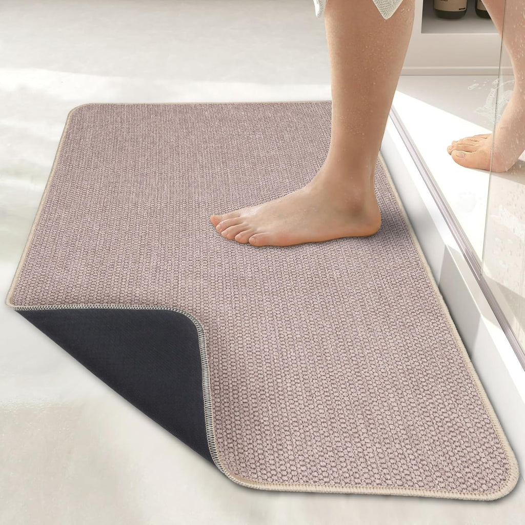 Bath Mat,Ultra Thin Bathroom Runner Rugs,Large Bath Mats for Bathroom,Quick Dry,Non-Slip,Machine