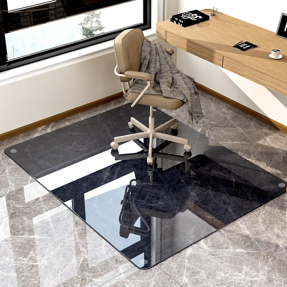 GLSLAND 46" × 55" [Tempered Glass] Chair Mat – Durable Office Chair Mat on Carpet with 0.2"