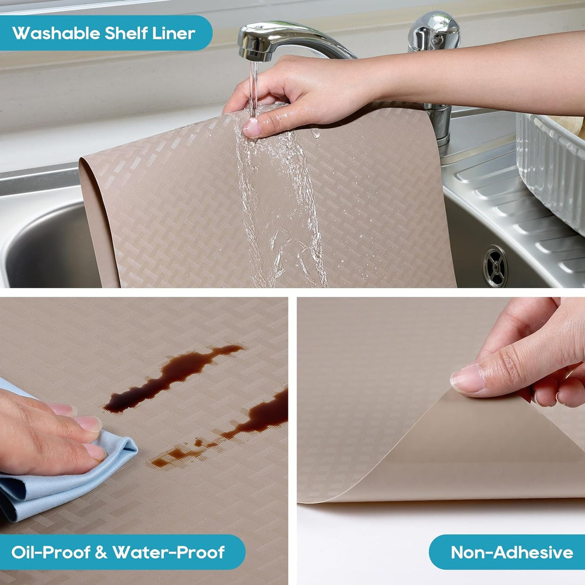 Shelf Liners for Kitchen Cabinets, Waterproof and Oil-Proof Kitchen Cupboard Liner, Refrigerator