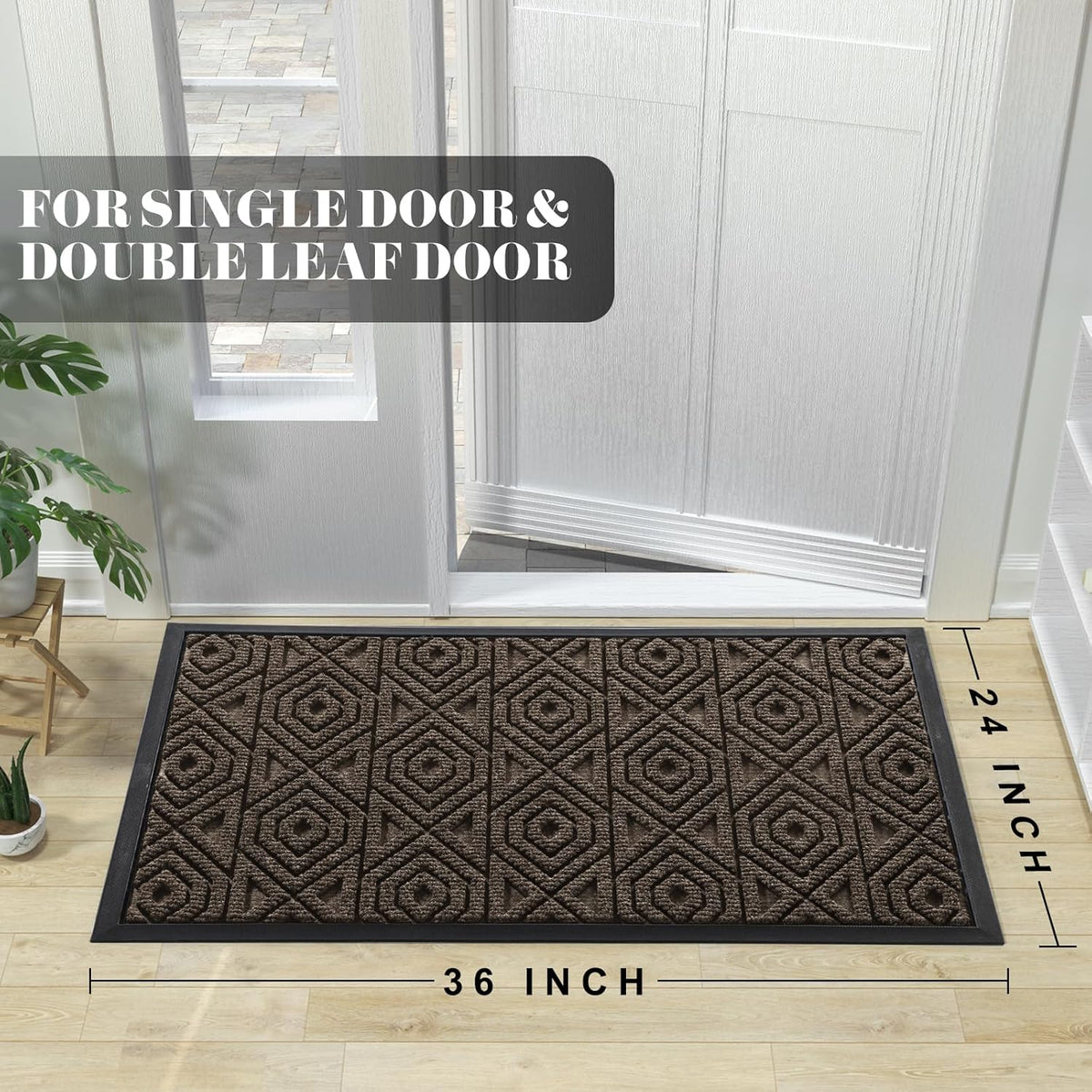 Yimobra Door Mat, Outdoor Indoor Entrance Welcome Mat, Heavy Entry Front Door Mat, Stain & Fade