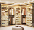 Aheaplus Closet System with 12 Drawers, 8.5-11.5Ft Wood Closet Organizer System with 4 Hanging Rods