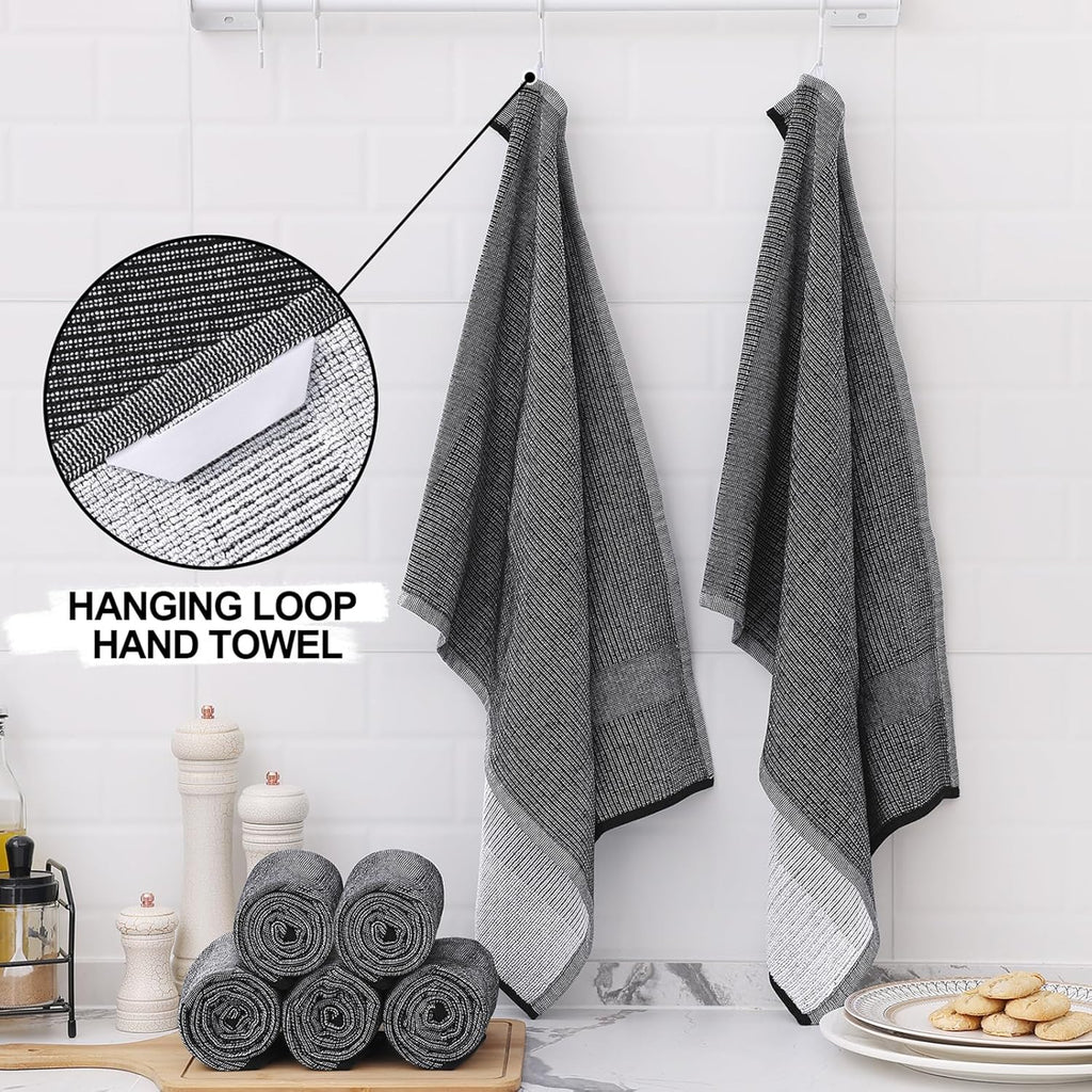 Homaxy Premium Kitchen Towels(18”x 28”, 6 Pack), Large Cotton Kitchen Hand Towels, Flat and Terry