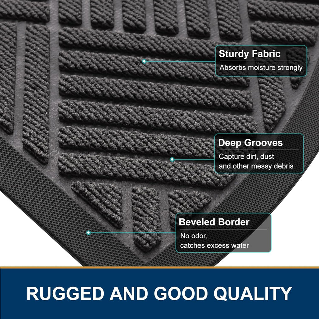 Smiry Half Circle Front Door Mat Outside Entrance, Heavy Duty Outdoor Indoor Natural Rubber