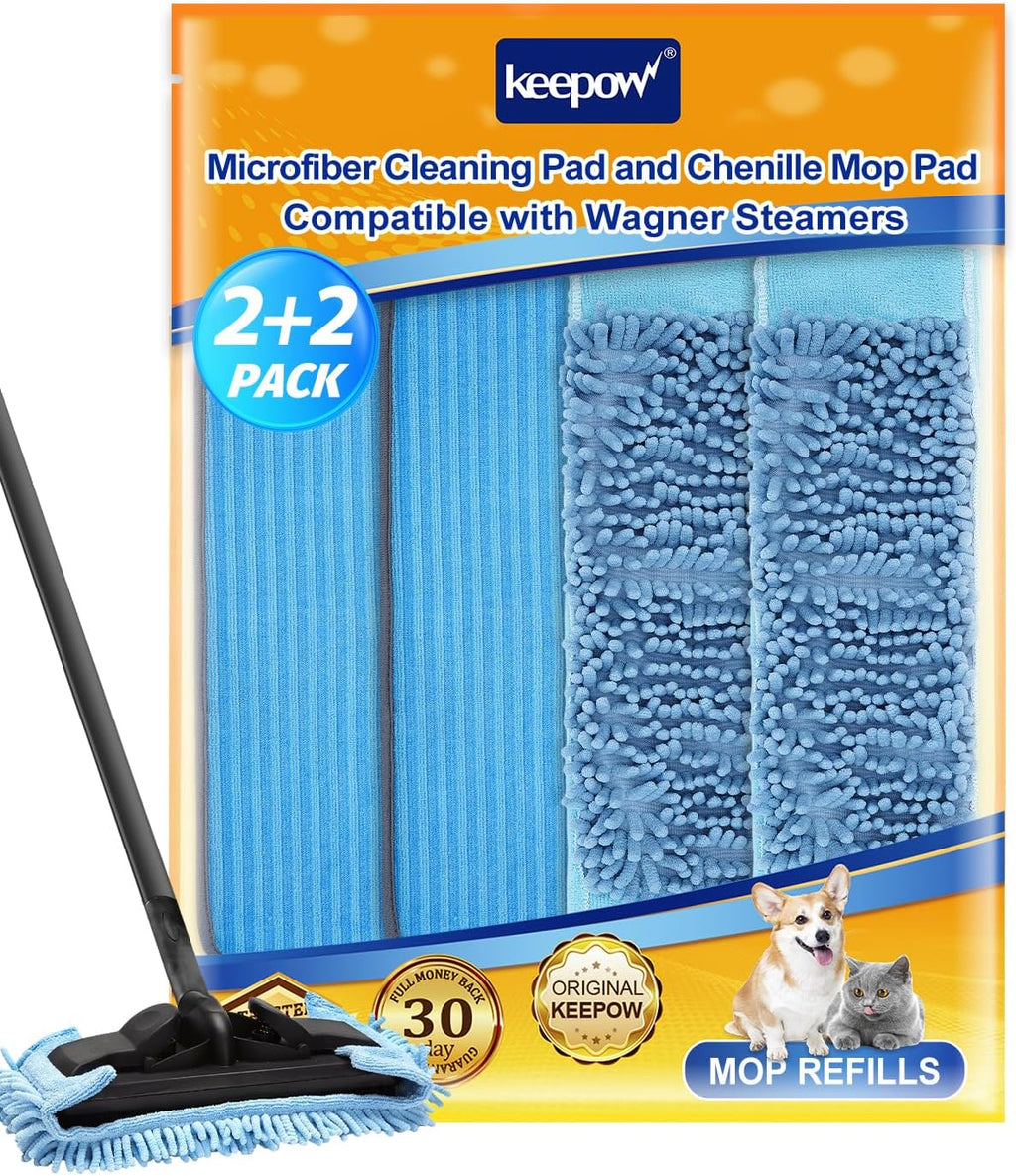 KEEPOW Reusable Microfiber Mop Pads Compatible with Wagner 905e, 915e & 925e Steamers, Reusable