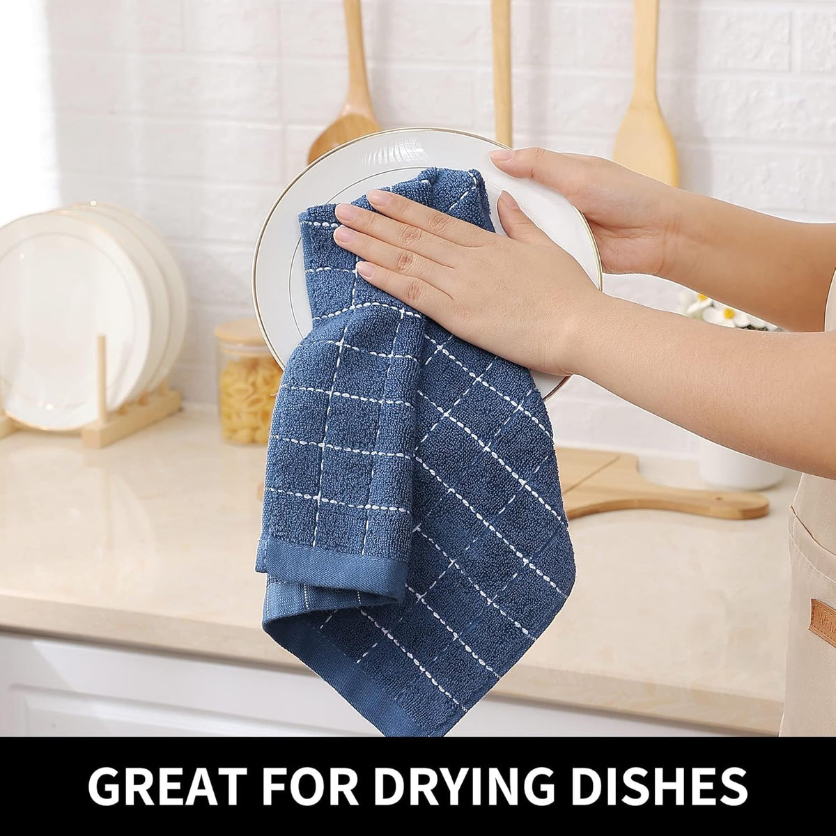 Homaxy 100% Cotton Terry Kitchen Dish Cloths, Ultra Soft and Absorbent Dish Towels for Kitchen