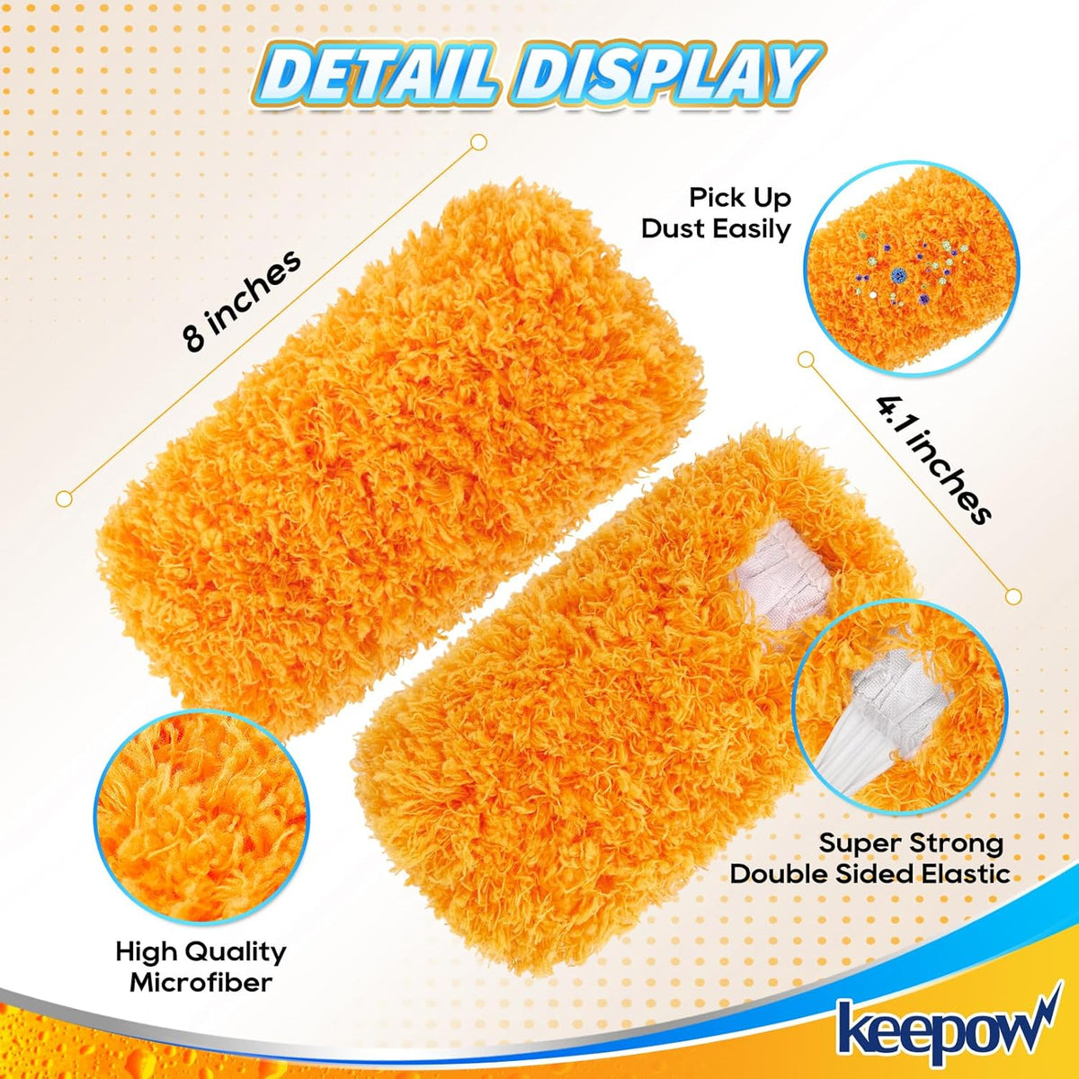 KEEPOW, 6-Pack Microfiber Reusable Refills Compitable with Hand Duster, 360 Degree Dry Microfiber