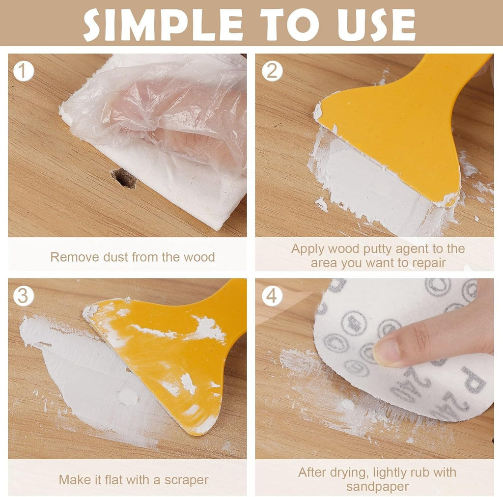 SEISSO Wood Filler & Putty - Waterproof Outdoor Wood Repair Putty, Paintable & Stainable, White