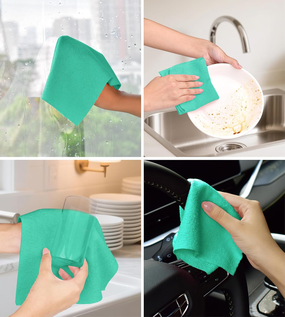 Roll of Microfiber Cleaning Cloth –100 Pack, Tear Away Microfiber Towels, Reusable, Washable