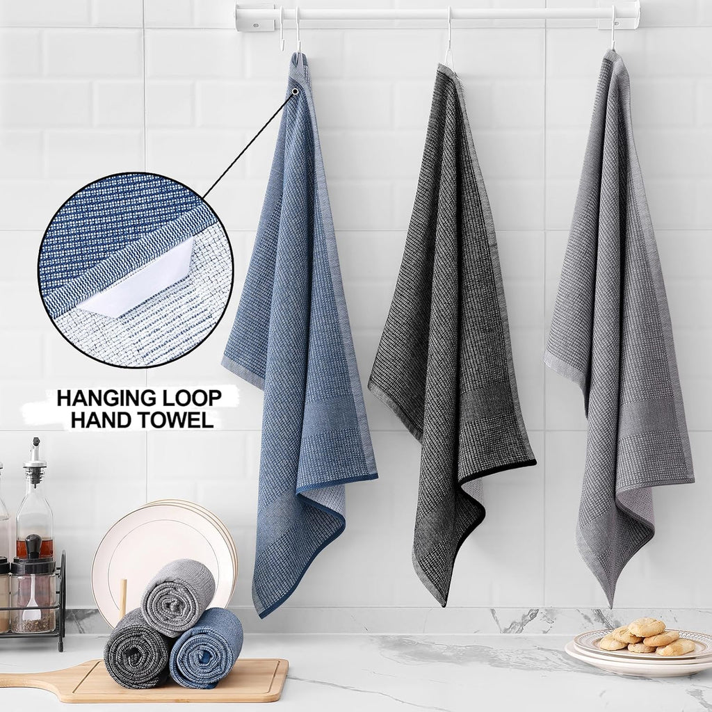 Homaxy Premium Kitchen Towels(18”x 28”, 6 Pack), Large Cotton Kitchen Hand Towels, Flat and Terry