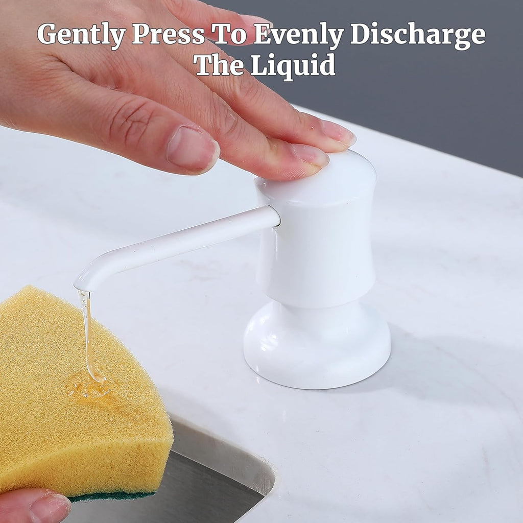 Sink Soap Dispenser for Kitchen Sink White Upgrade with 40" Silicone Extension Tube Kit, Connect to