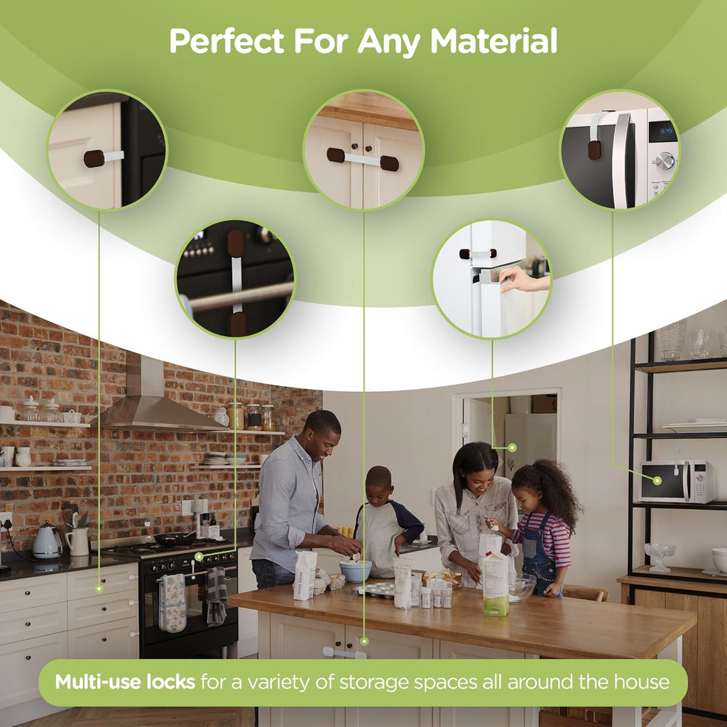 SKYLA HOMES Baby Locks (8-Pack) Child Safety Cabinet Proofing - Safe Quick and Easy 3M Adhesive