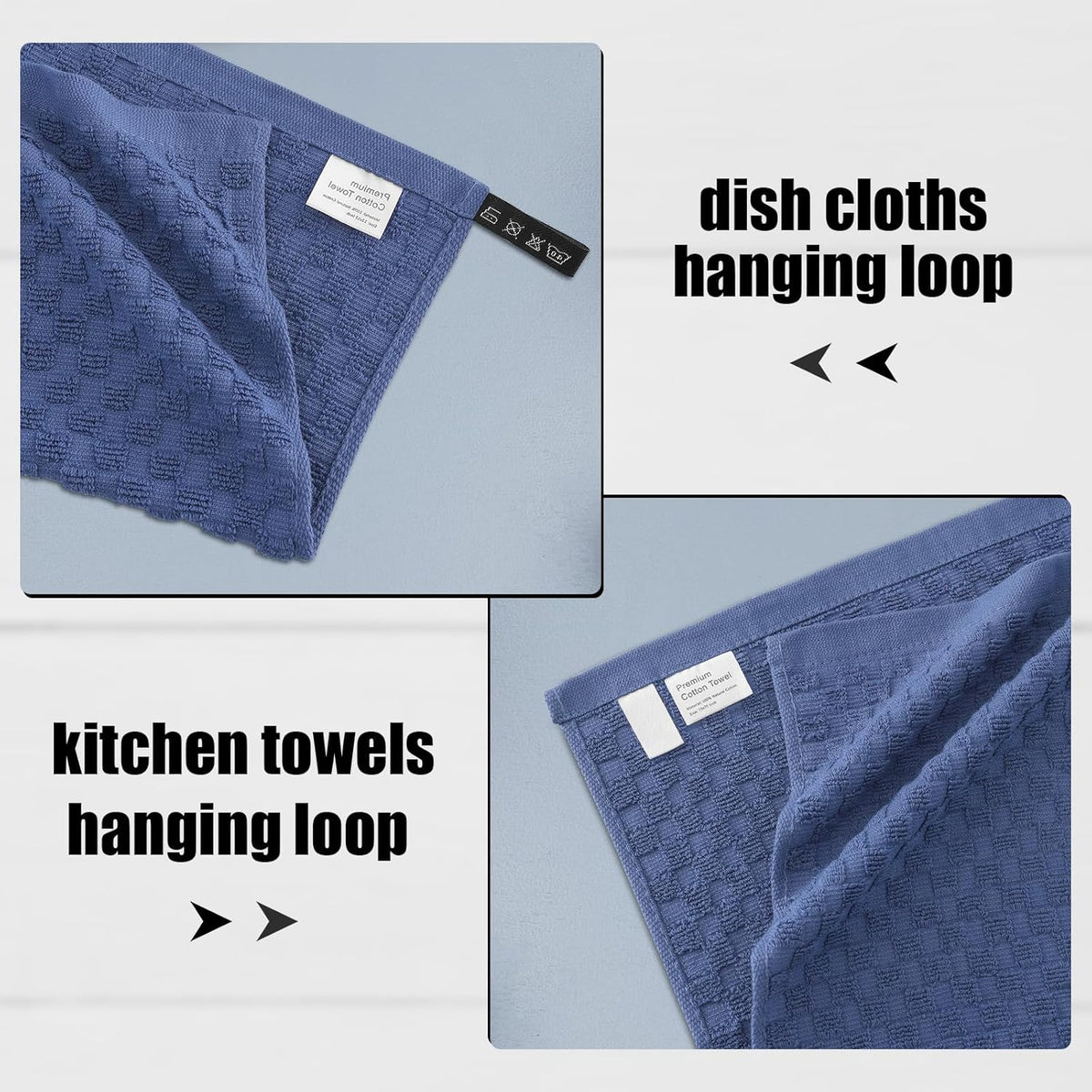 Fintale 100% Cotton Kitchen Towels and Dishcloths Set, 12 x 12 & 15 x 25 Inches, Set of 12 Bulk