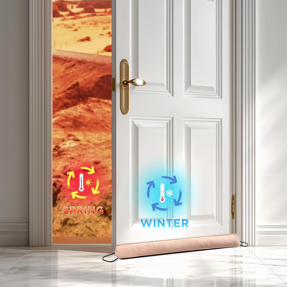 Sunolga 38" Door Draft Stopper Blocks Hot and Cold Air with Removable Washable Cover for Gaps Up to