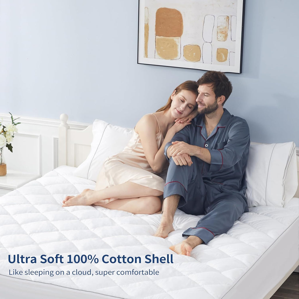 Sunflower Twin Mattress Pad Cover, Cotton Mattress Cover College Dorm Hypoallergenic, Extra Deep