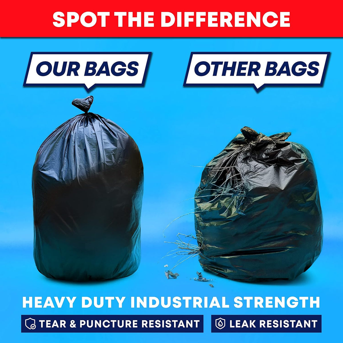 95-96 Gallon Trash Bags Heavy Duty (25 Bags w/Ties Value pack) Extra Large Trash Bags, 90 Gallon