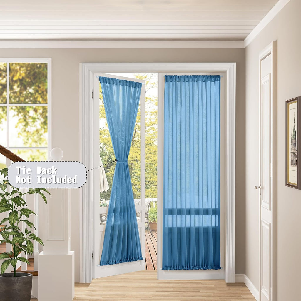 Tollpiz Sheer Door Curtains Closet Linen Textured Curtains Sheer Doorway Light Filtering Voile Rod