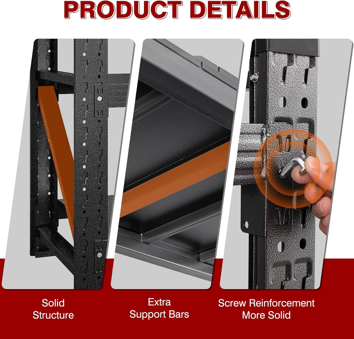 3000LBS Metal Steel Storage Shelves - 48" W Black 4 Tier Heavy Duty Rack Commercial Industrial