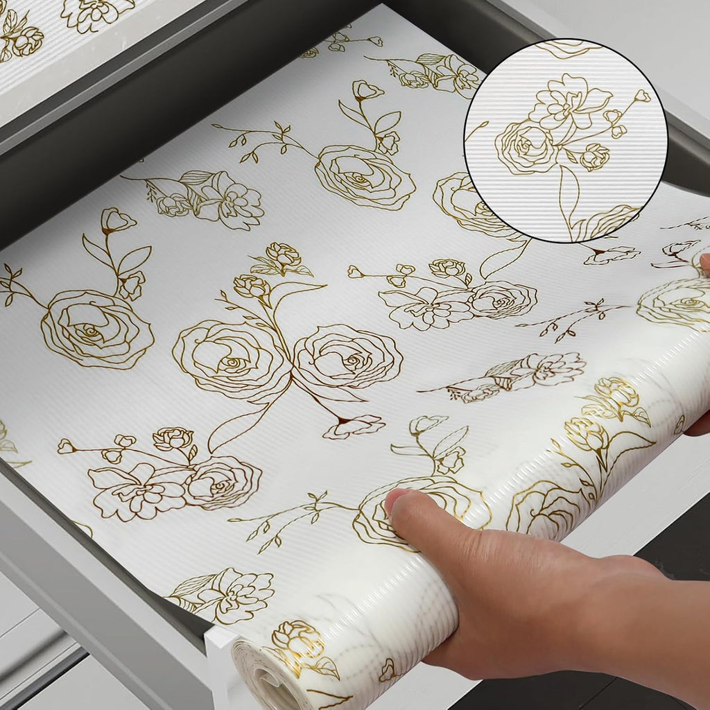 Shelf Cabinet Liner for Kitchen- Non Adhesive Drawer Liner Refrigerator Liner, Premium Waterproof