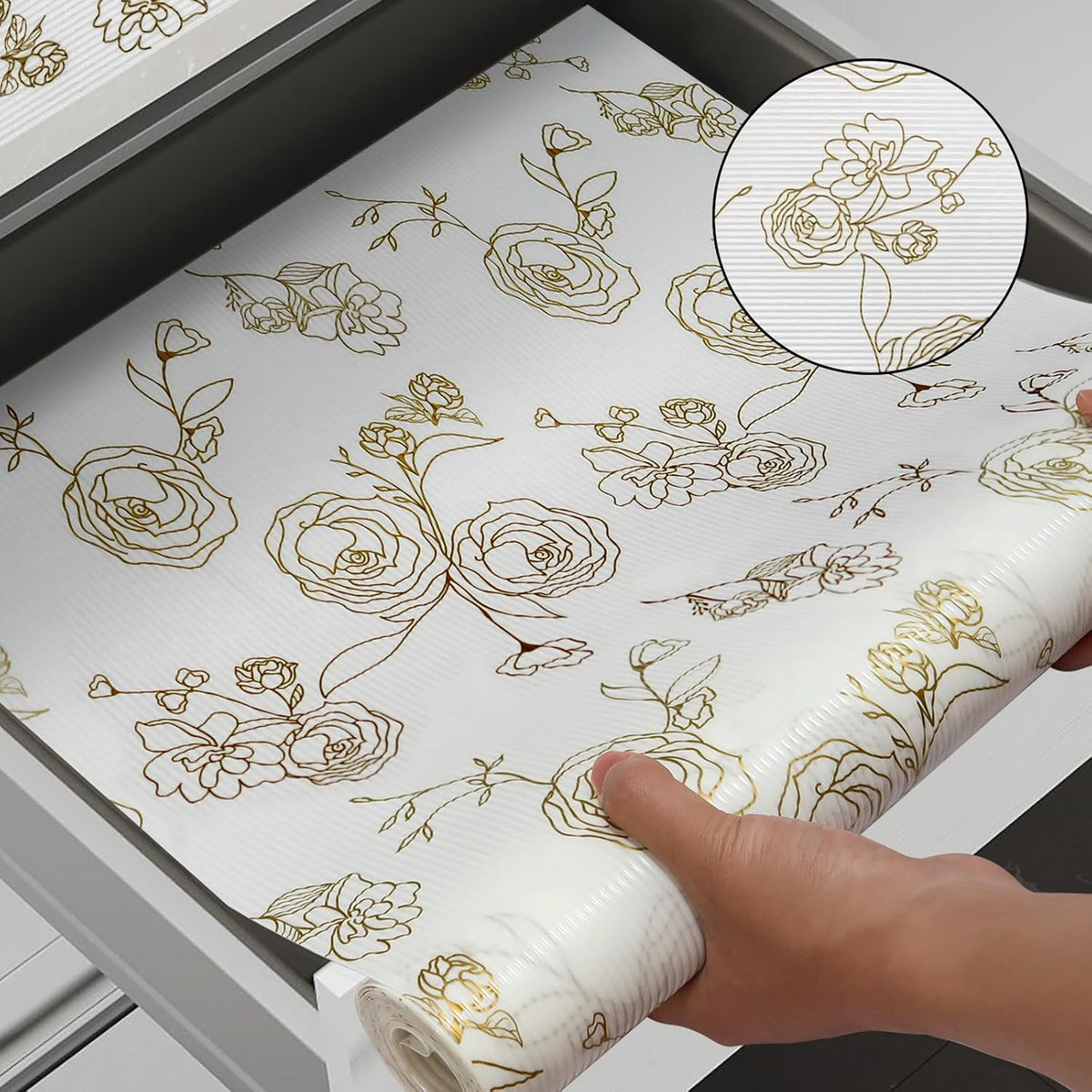 Shelf Cabinet Liner for Kitchen- Non Adhesive Drawer Liner Refrigerator Liner, Premium Waterproof