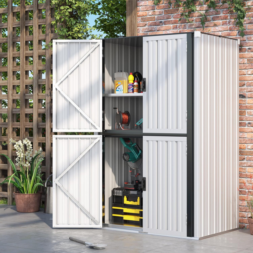AECOJOY Outdoor Storage Cabinet, Outdoor Cabinets Waterproof with Shelves, Large Lockable Storage