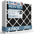 BNX TruFilter 20x22x1 MERV 12 Odor Defense (4-Pack) AC Furnace Air Filter with Activated Carbon
