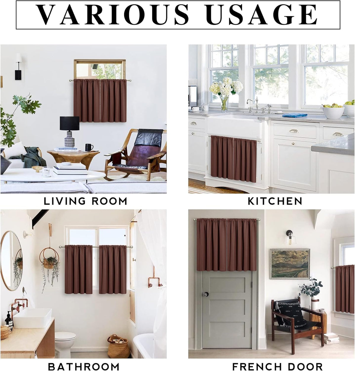 RYB HOME Blackout Curtains for Kitchen, Small Window Curtains Blinds, Thermal Insulating Drapes for