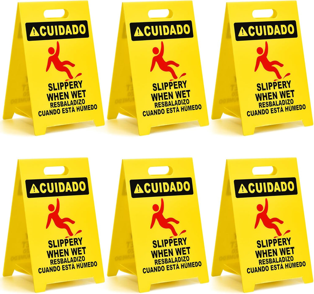 MATTHEW CLEANING 19'' Industrial Wet Floor Sign 6 Pack 2-Sided Durable Corrugated Plastic Birght
