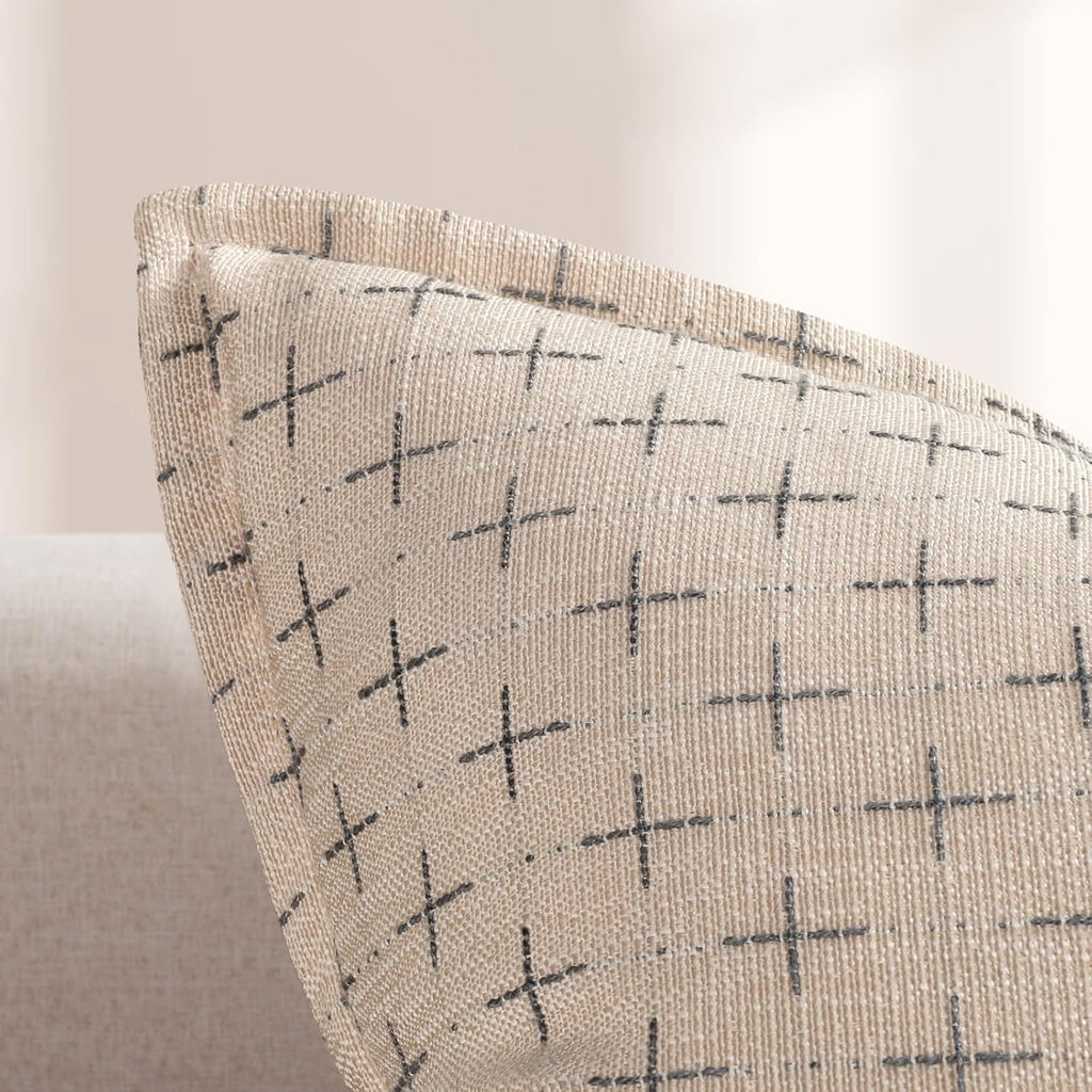 ZWJD Pillow Covers 16x16 Set of 2 Soft Polyester Textured Pillow Covers with Stylish Flange Edge