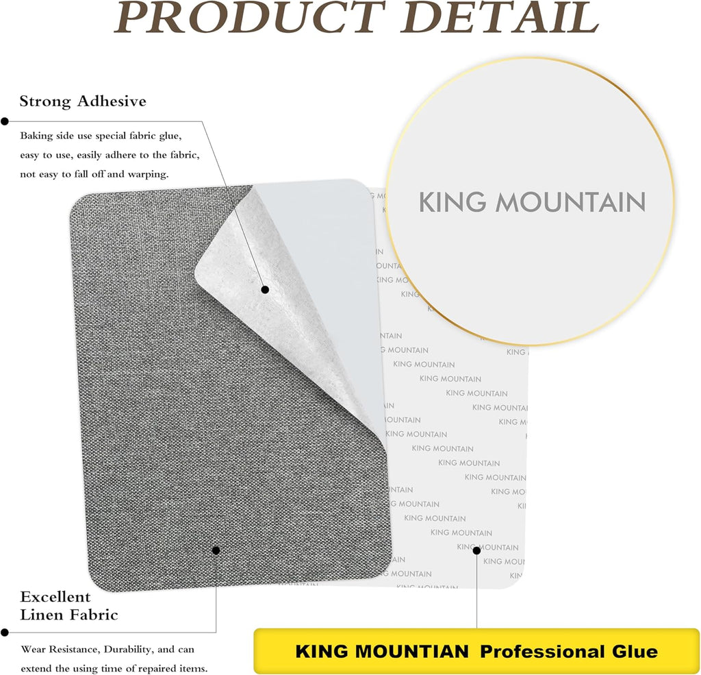 KING MOUNTAIN Coarse Linen Repair Patches, Self-Adhesive Linen Fabric Patches, 8X11 inch 2 PCS