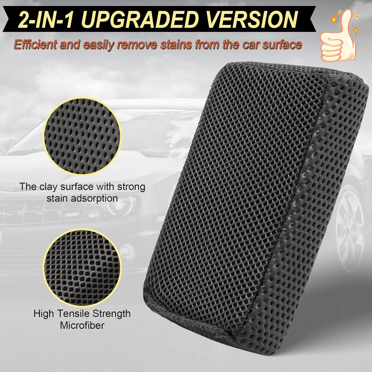 Car Wash Sponge,Dual Sided Car Clay Scrubber for Fast and Effective Removal of Paint,Light
